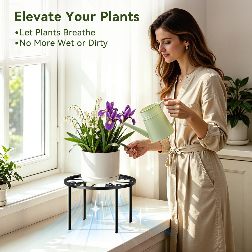 bussdis Plant Stand 1 PCS-10.2 IN Flower Pot Stand Plant Rack for Indoor and Outdoor Courtyard Gardens Black