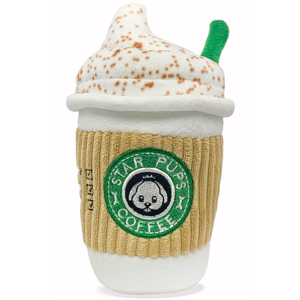 Nestpark Parody Star Pups Coffee Dog Toy Pup'kin Spice Latte - Funny Plush Squeaky Crinkle Dog Toys for Medium, Small and Large for Dog Birthday