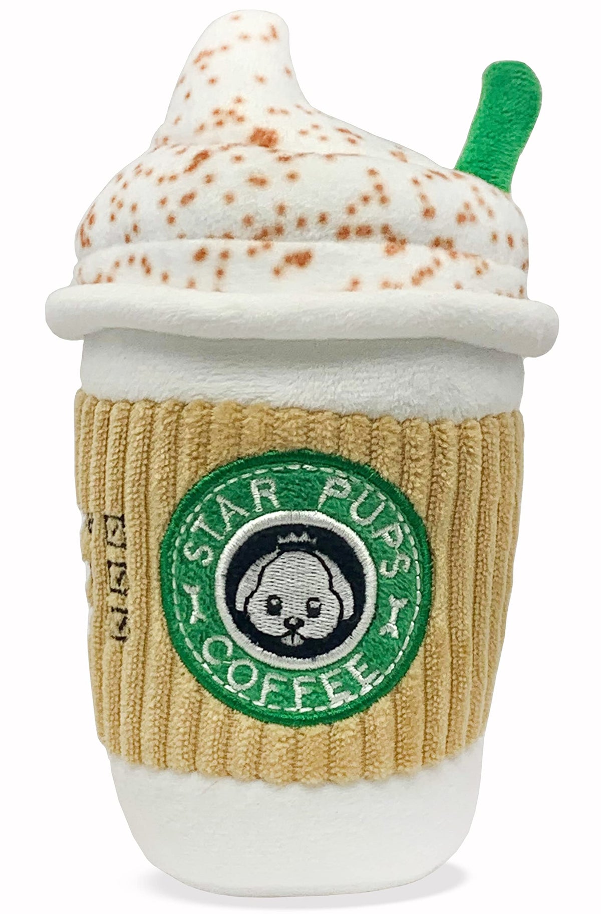 Nestpark Parody Star Pups Coffee Dog Toy Pup'kin Spice Latte - Funny Plush Squeaky Crinkle Dog Toys for Medium, Small and Large for Dog Birthday