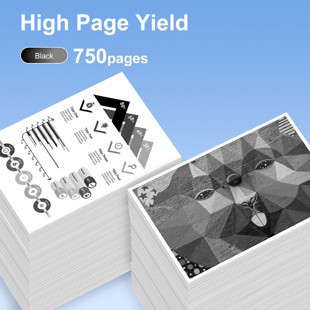 67XL Black Ink Cartridge High Yield Replaced for HP Ink 67 Black Ink HP67XL