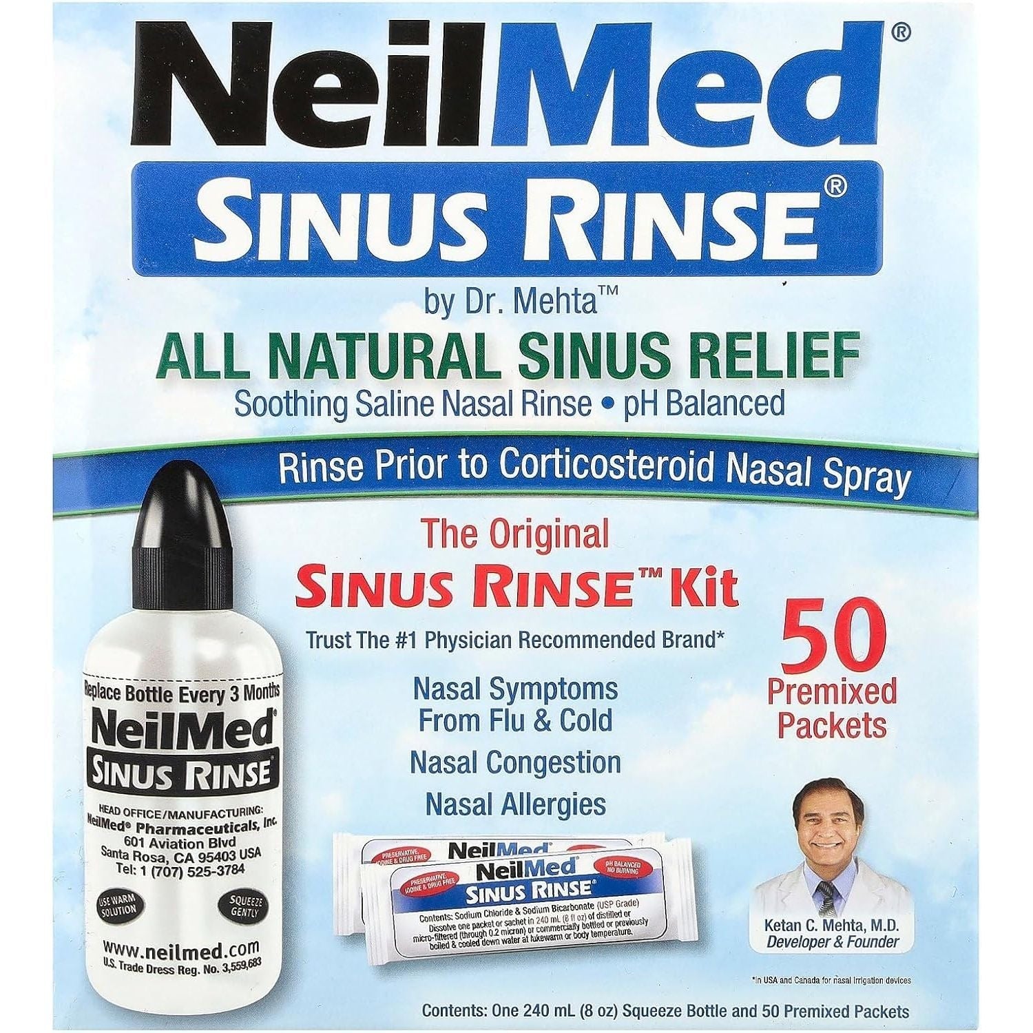 Buy now NeilMed Sinus Rinse - A Complete Sinus Nasal Rinse Kit, 50 count (Pack of 1) Count may vary 50 Count (Pack of 1) at indiglob india