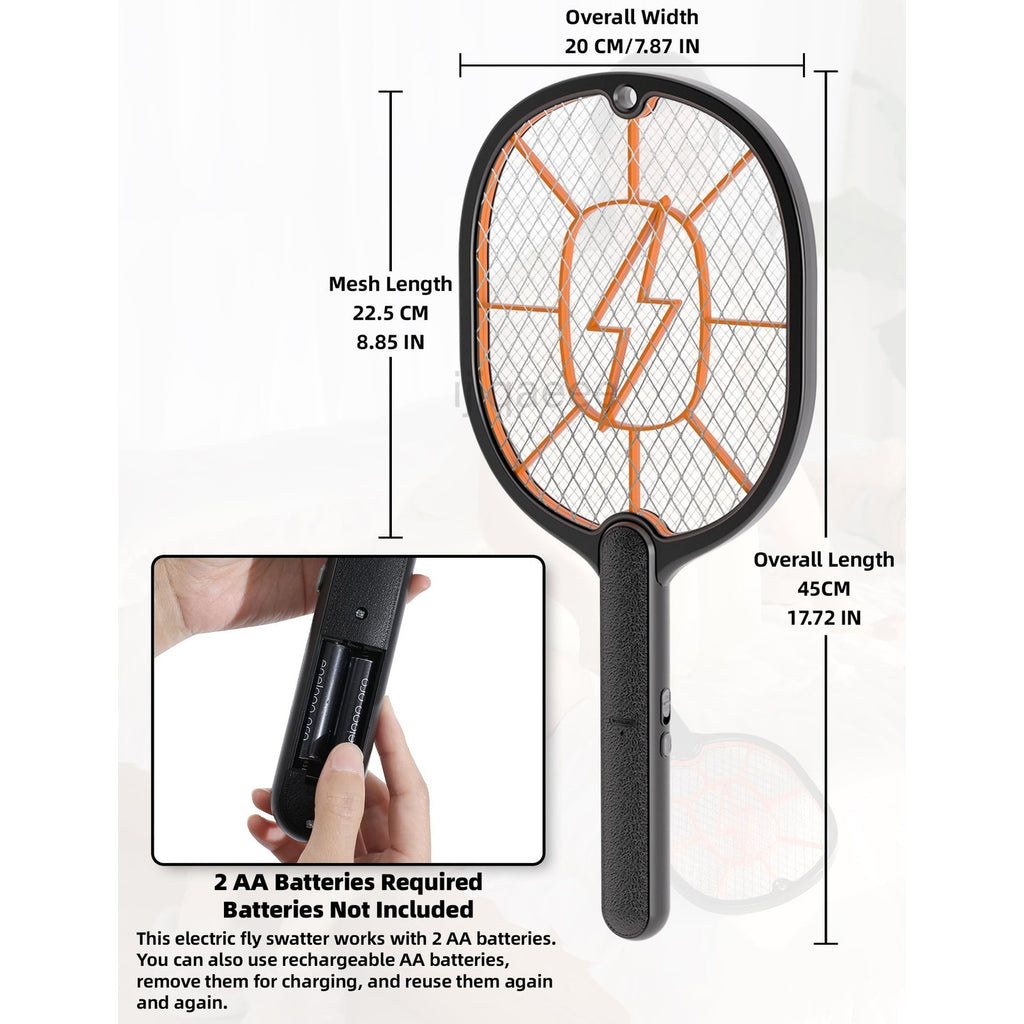 Electric Fly Swatter 2 Pack, AA Battery Powered Bug Zapper Racket