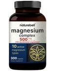 NatureBell Magnesium Complex 10-in-1, 500 mg Per Serving, 300 Capsules | 10 Active Forms: Glycinate, Citrate, Malate, Taurate & More. Chelated Magnesium Supplement for Women & Men. Non-GMO.