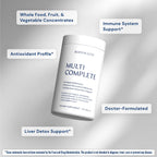 BodyHealth Multi Complete (120 Ct) Daily Multivitamin for Men and Women with Whole Foods, Minerals, Antioxidants, Organic Green Food Concentrates, and Liver Detox Extracts, Non GMO