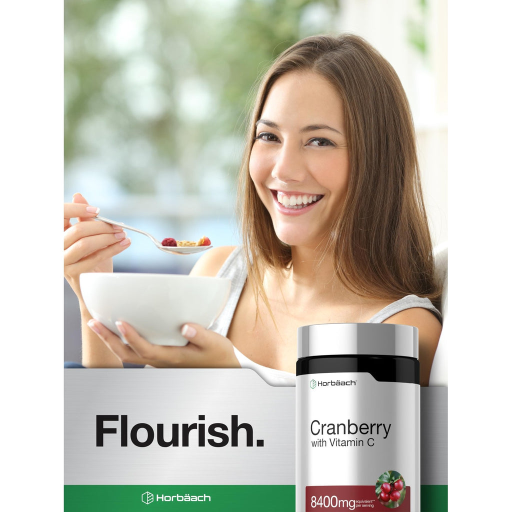 Horbäach Cranberry Pills for Women and Men | 200 Softgels | Extract Supplement with Vitamin C | Non-GMO, Gluten Free