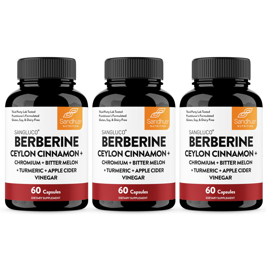 Sangluco Berberine Ceylon Cinnamon Chromium Turmeric Apple Cider Vinegar Bitter Melon Supplement | Supports Healthy Levels Already Within Normal Range | 180 Capsules