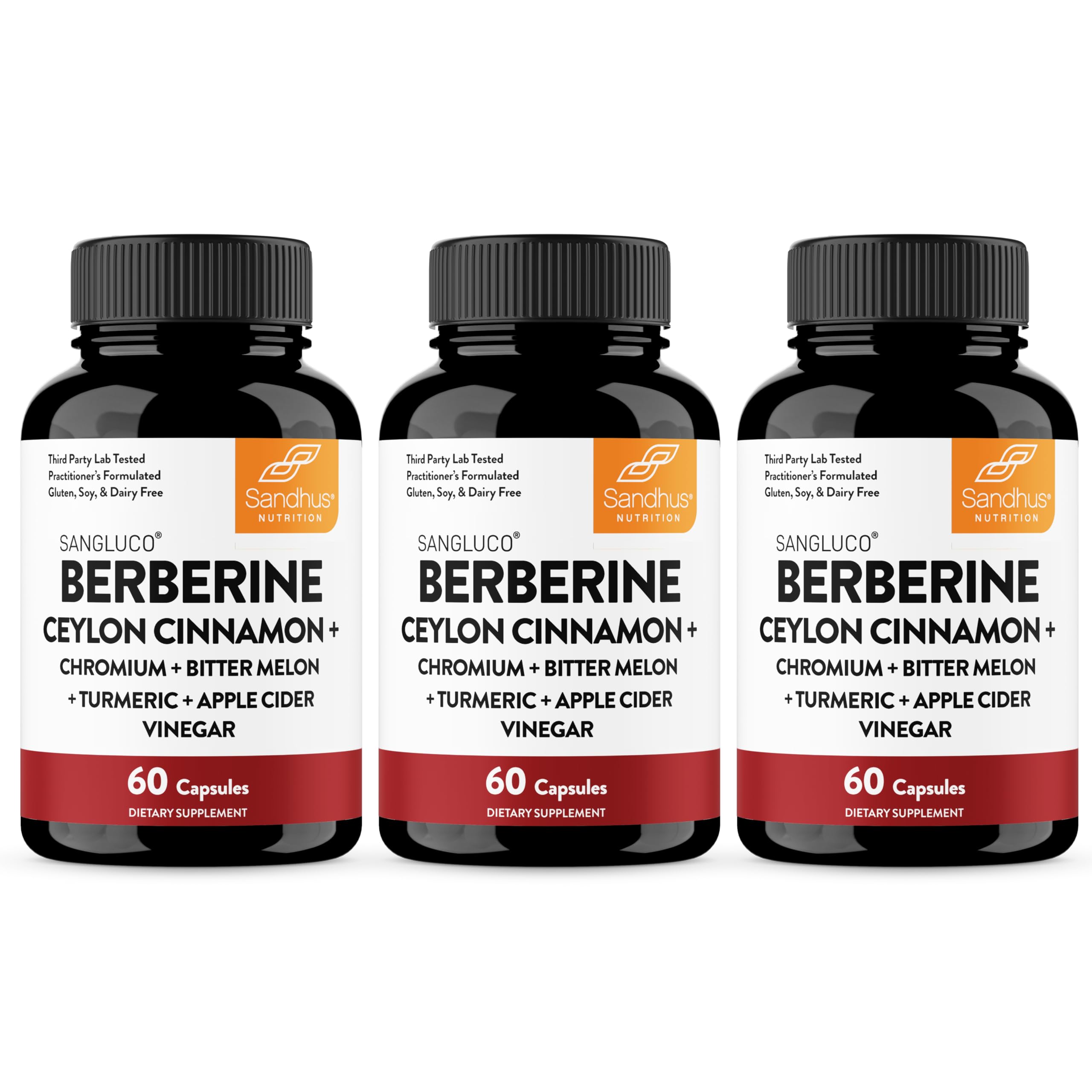 Sangluco Berberine Ceylon Cinnamon Chromium Turmeric Apple Cider Vinegar Bitter Melon Supplement | Supports Healthy Levels Already Within Normal Range | 180 Capsules