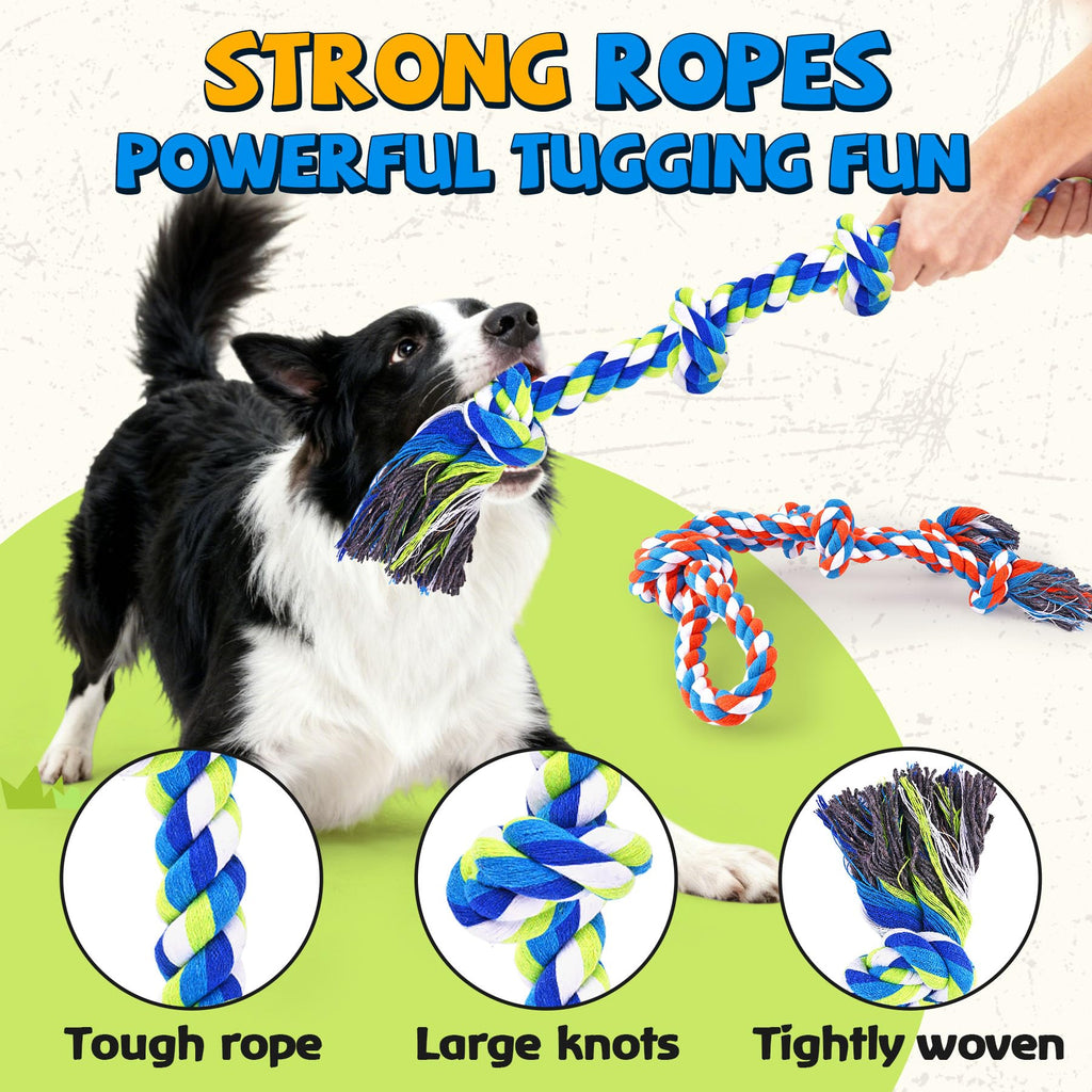 Tough Dog Toys for Aggressive Chewers – 3 Pack Tough Chew Toys for Large Dogs, Strong Rope Toys Ideal for Tug-of-War & Teeth Cleaning