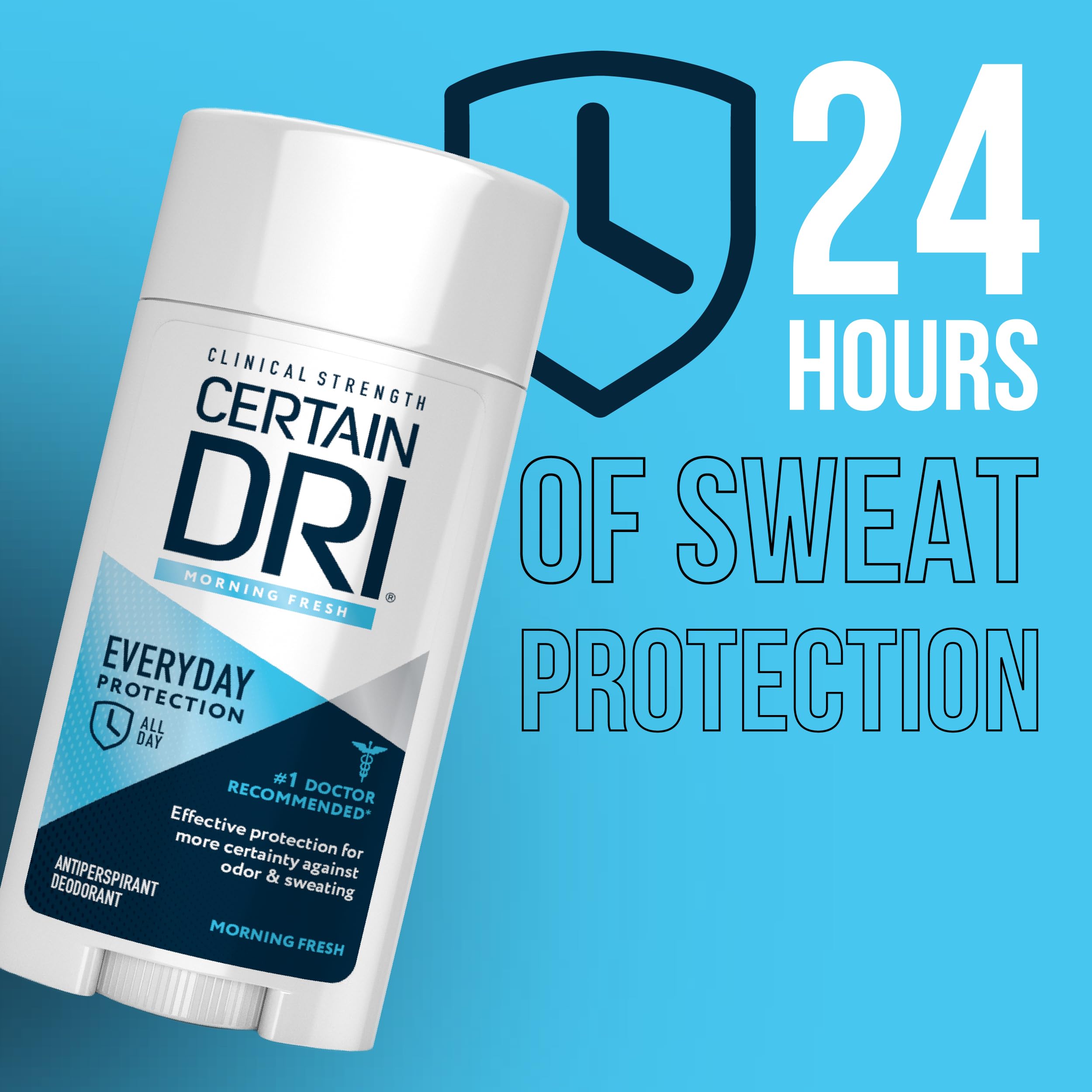 Certain Dri Everyday Strength Clinical Antiperspirant, 2.6 oz | 24-Hour Underarm Sweat & Odor Protection for Excessive Sweating, Strong Deodorant for Men & Women, Morning Fresh Scent