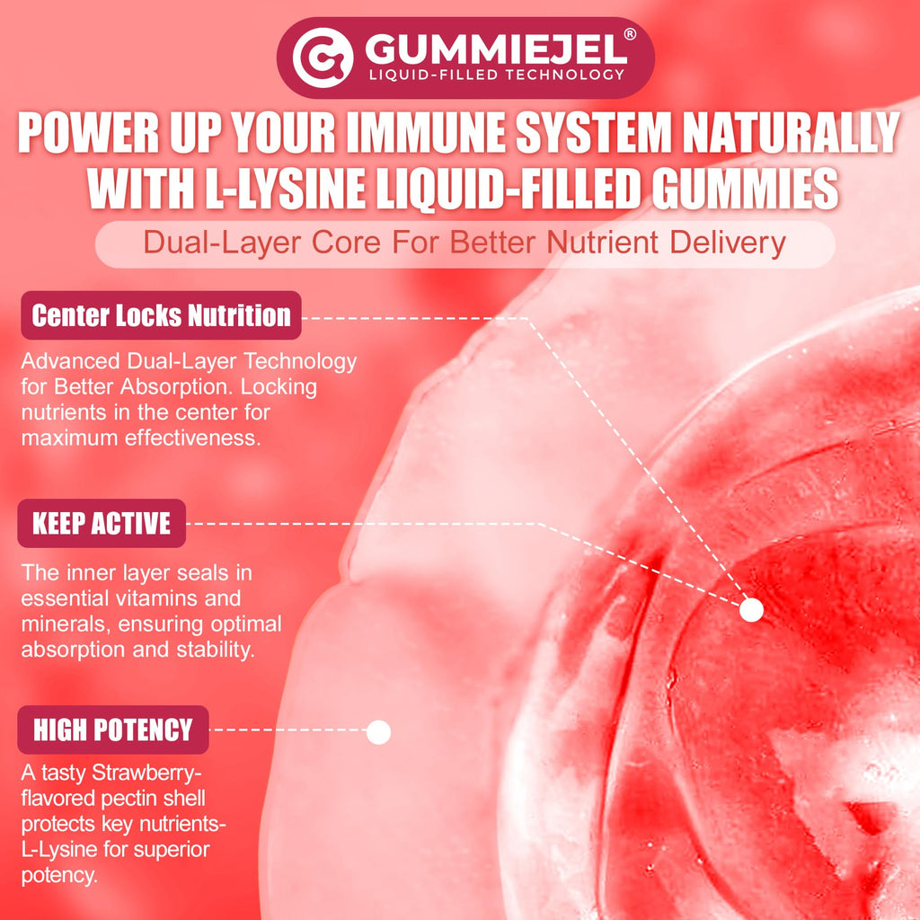 Liposomal L-Lysine Gummies 1200mg | High Absorption Immune & Skin Support
