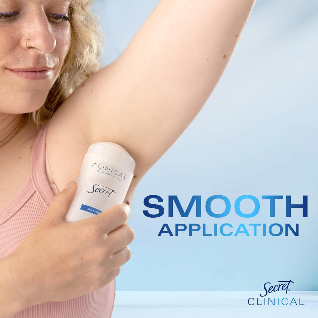 Buy now Secret Clinical Strength Antiperspirant Deodorant for Women, Free & Sensitive, 3X Stress Protection, 72hr Sweat & Odor Protection, PH Balancing Minerals, Invisible Solid, Unscented, 1.6 oz (Pack of 3) at indiglob india