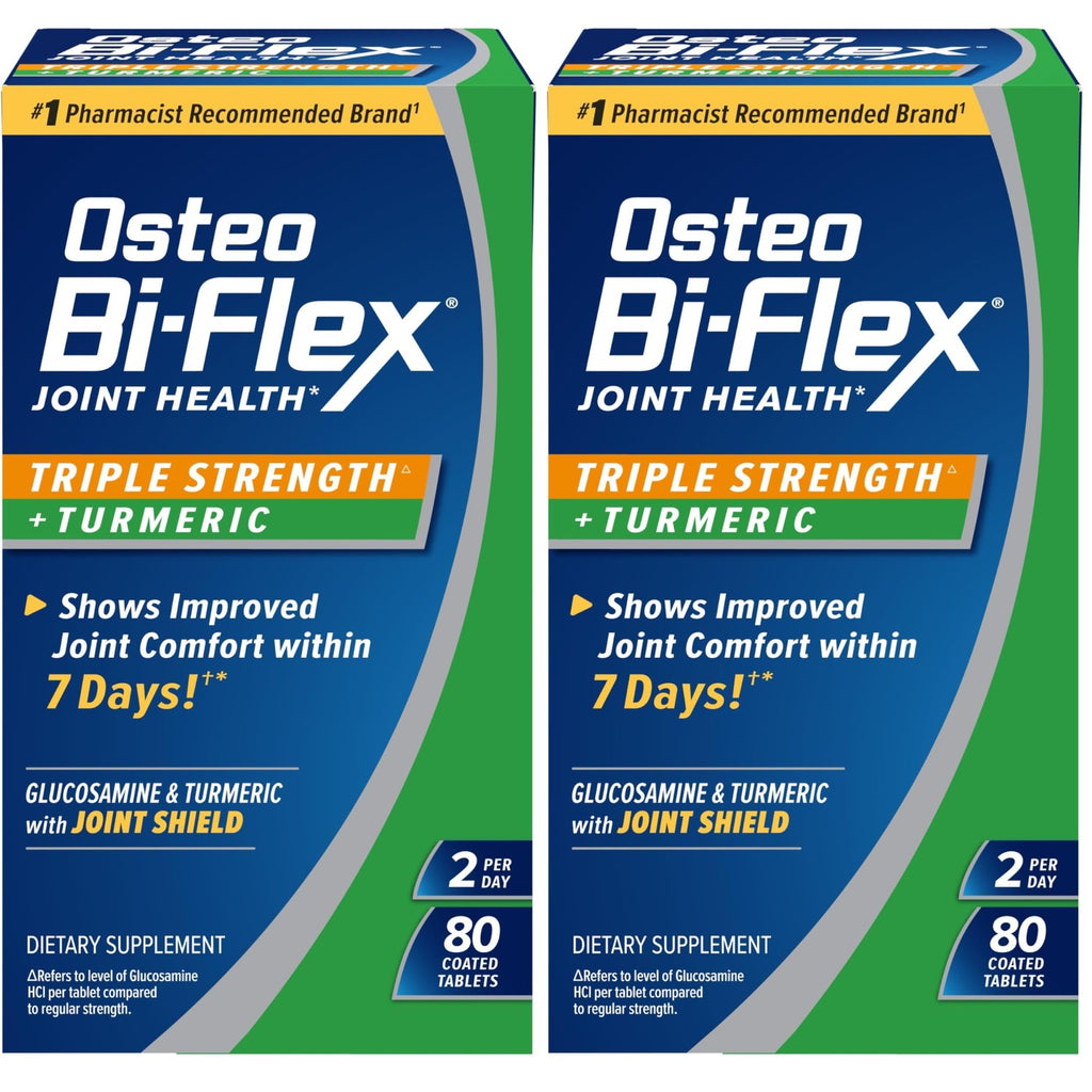 Osteo Bi-Flex Triple Strength Glucosamine Supplement with Turmeric Extract | Improve Joint Function, Antioxidant Power, 80 Coated Tablets