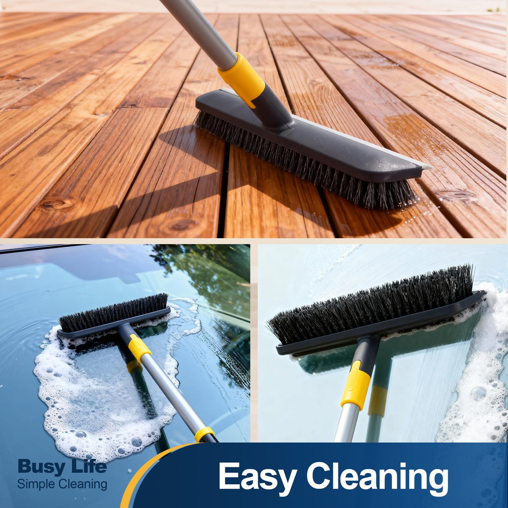 Yocada Floor Scrub Brush Telescopic Handle 2 in 1 Scrape Brush 55.9 inch