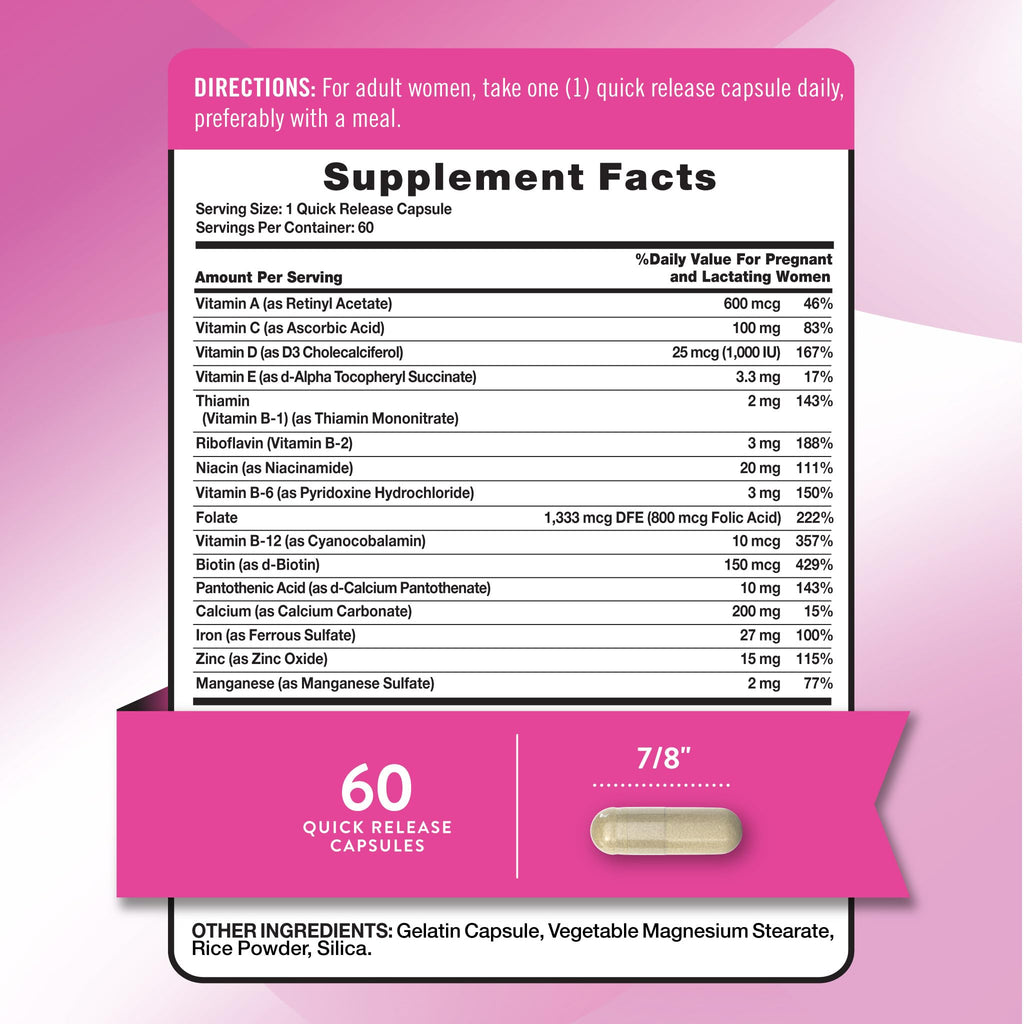 Nature's Truth Prenatal Vitamins With Folic Acid | 60 Capsules | Non-GMO & Gluten Free Supplement | Non-GMO & Gluten Free Supplement