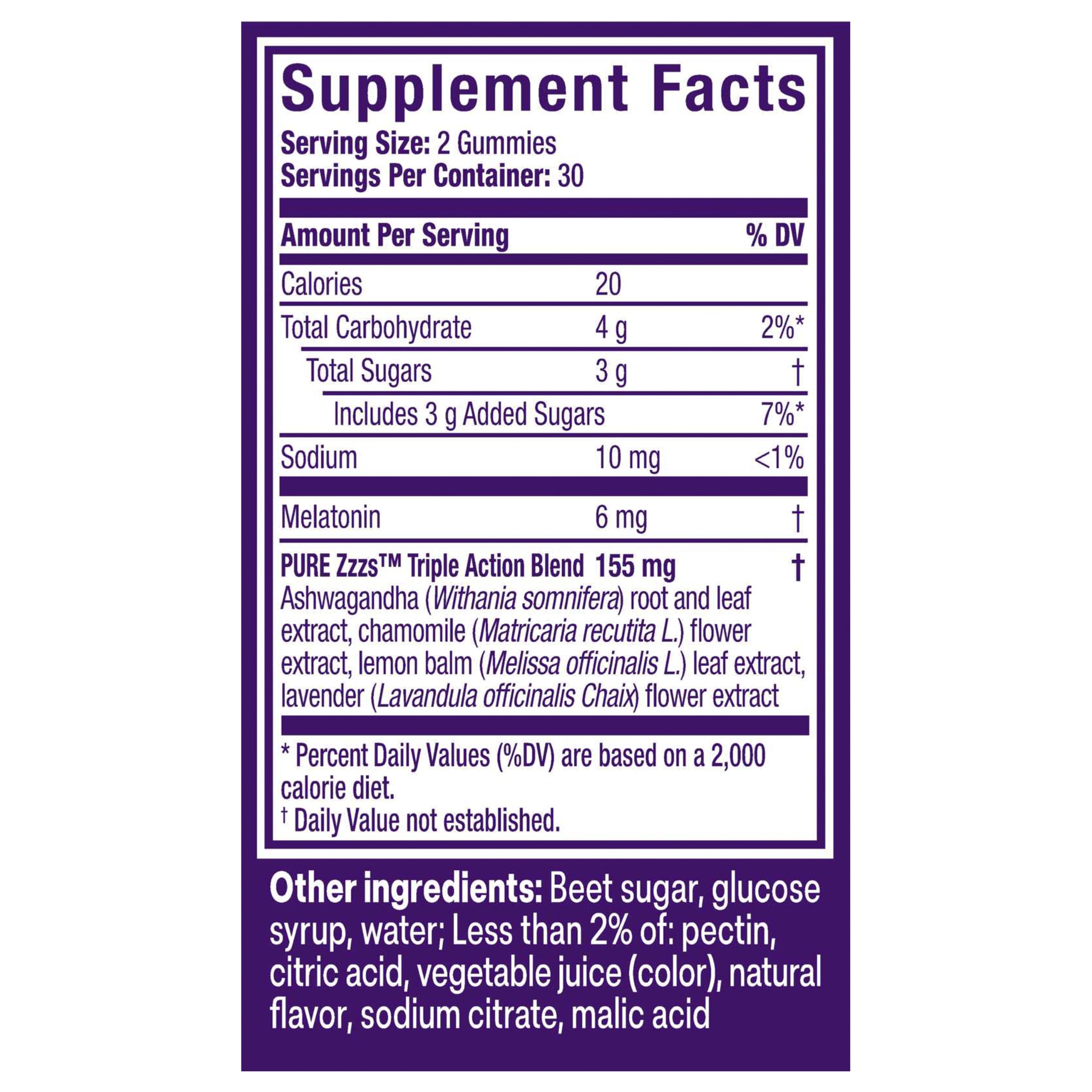 ZzzQuil PURE Zzzs Triple Action, Melatonin Gummies, Melatonin 6mg, 3X Melatonin, Sleep Aid with Ashwagandha, Calm Mood, Antioxidant Action, Sleep Aids for Adults, 60 Sleep Gummies