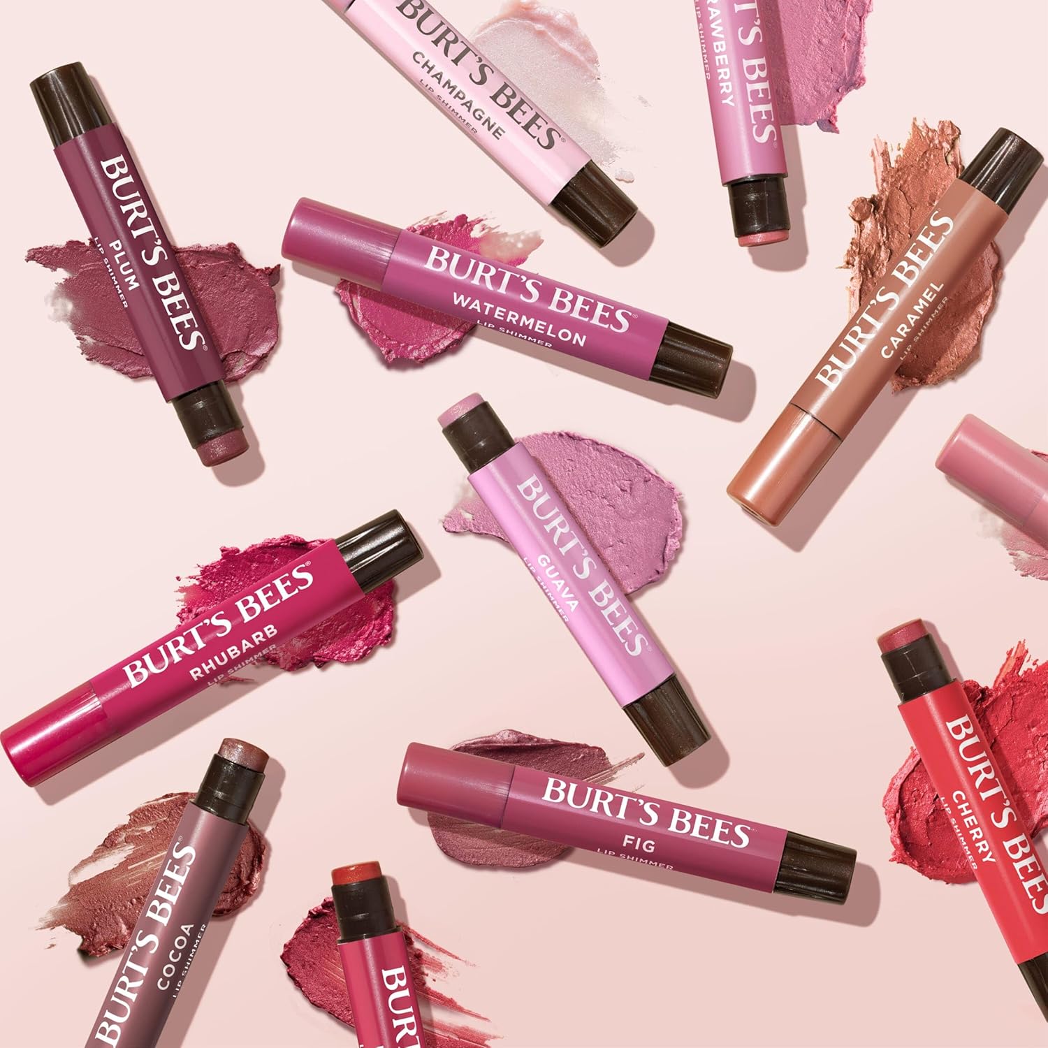Buy now Burt's Bees Shimmer Lip Tint Set, Tinted Lip Balm Stick, Moisturizing for All Day Hydration with Natural Origin Glowy Pigmented Finish & Buildable Color, Guava (4-Pack) at indiglob india