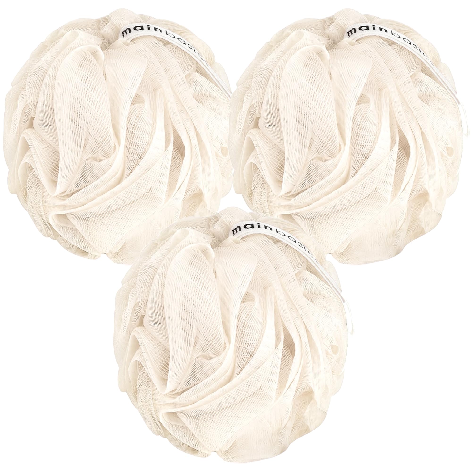 Buy now MainBasics Seaweed Infused Bath Shower Loofah Sponge Pouf Body Wash Scrubber (Set of 3) Seaweed at indiglob india