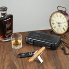 Buy now Travel Humidor Box With Cigar Accessories - Spanish Cedar, Humidifier, Cutter, Stand, Punch - Holds 4-5 Cigars - Waterproof, Crushproof, Airtight Seal at indiglob india