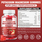 Potassium Magnesium Gummies with Electrolytes & Vitamins - Magnesium Glycinate, Potassium Citrate, Calcium, Vitamins B6, D3 & K2 for Muscle Function & Recovery - Vegan, Strawberry, 60 Count