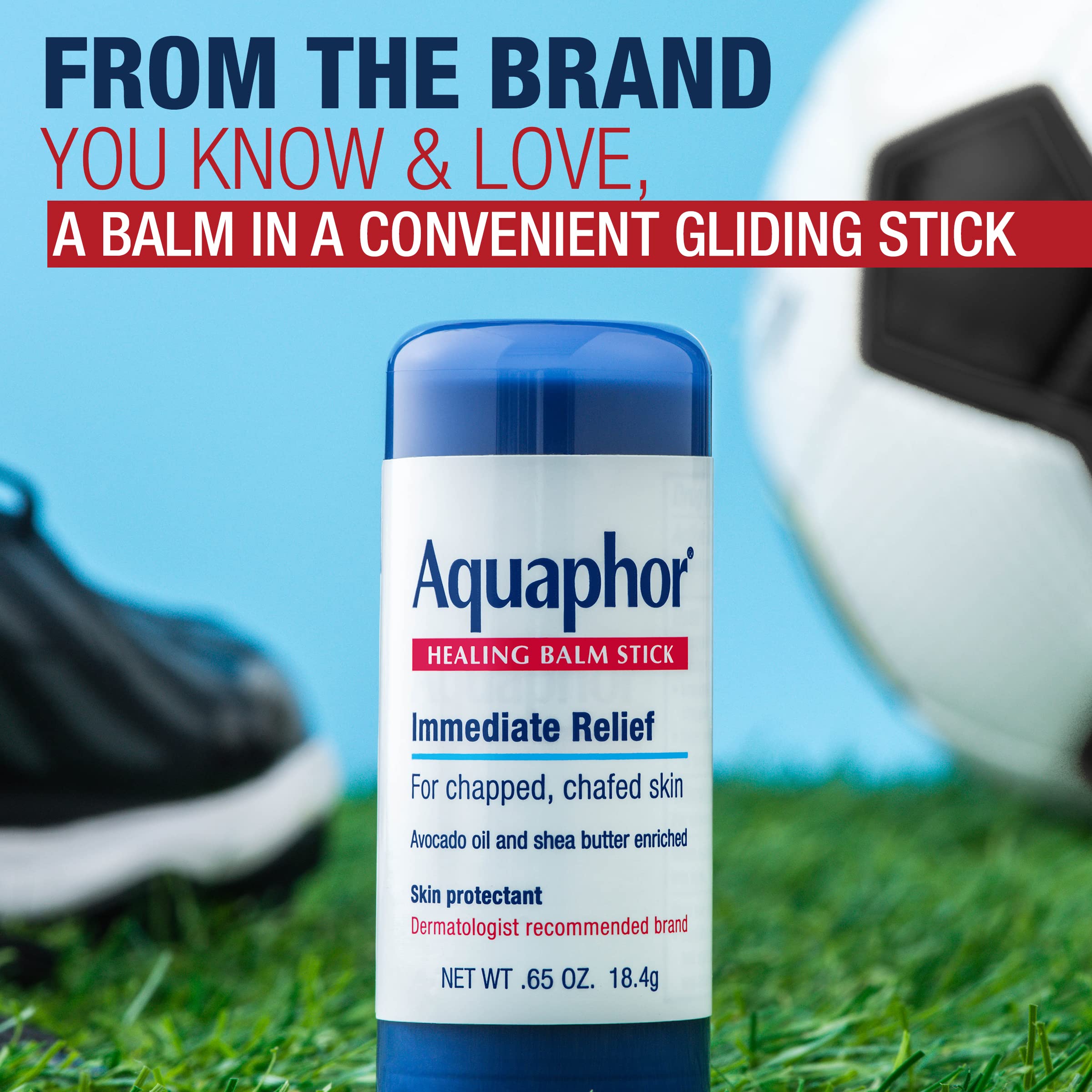 Aquaphor Healing Balm Stick, Skin Protectant, 0.65 OZ | Body Balm Protectant with Avocado Oil and Shea Butter for Chapped or Chafed Skin, Paraben and Fragrance Free