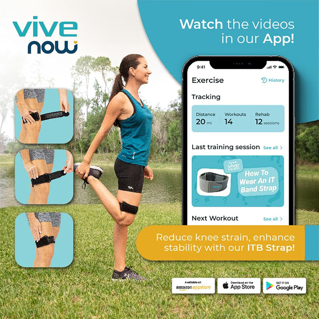 Buy now Vive IT Band Strap - Iliotibial Band Compression Wrap - Outside of Knee Pain, Hip, Thigh & ITB Syndrome Support - Neoprene Brace for Running and Exercise - Athletic Stabilizer for Men, Women at indiglob india