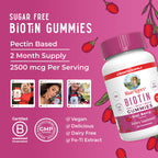 MARYRUTH'S Biotin Gummies, Hair Growth, Vegan, Sugar Free, Non-GMO, 60 Ct | Sugar Free, Vegan, Non-GMO, 2,500 mcg Biotin, Hair Skin and Nails