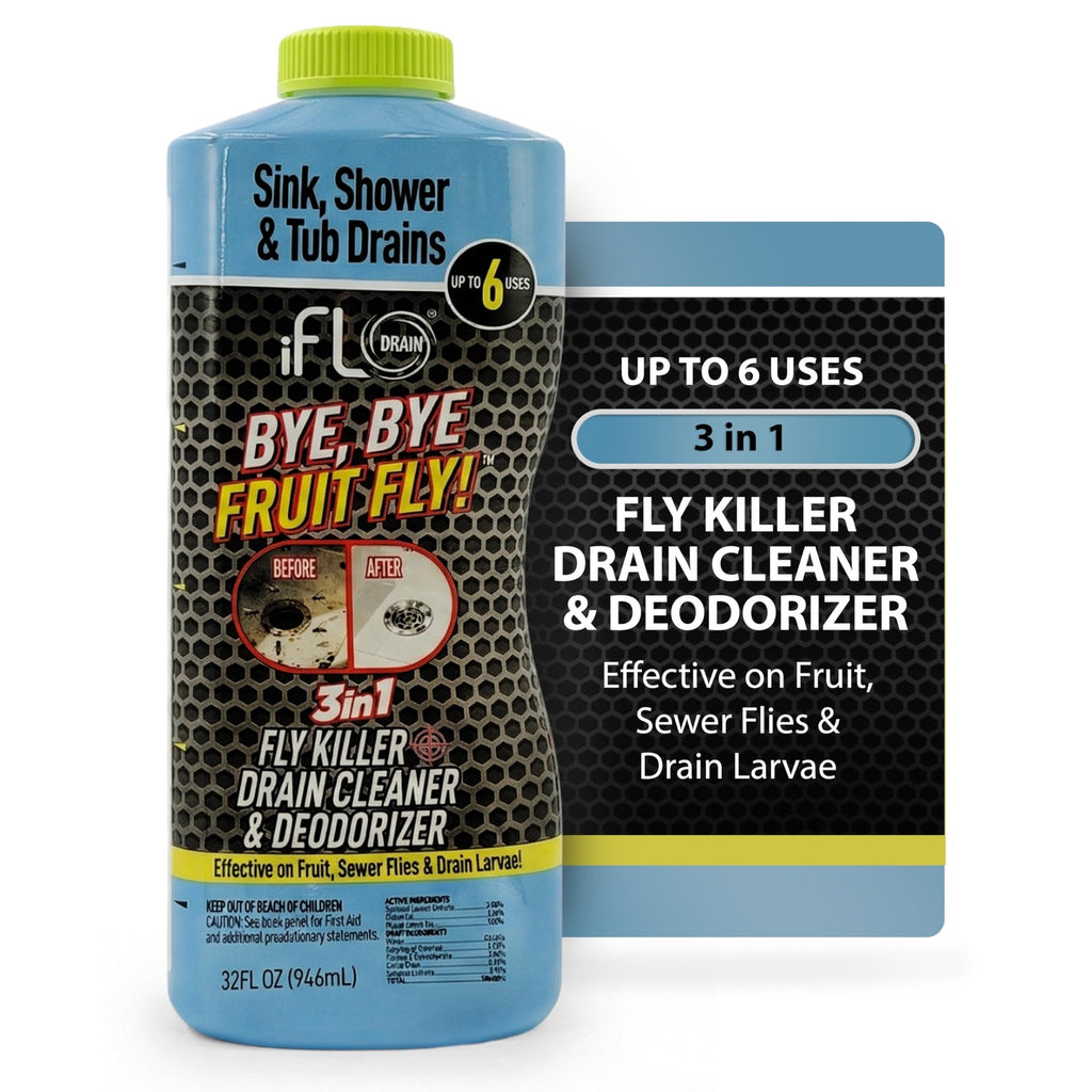 iFLO Bye Bye Fruit Fly Drain Cleaner & Eliminator, Mint Scent (1 Pack 32oz)