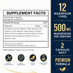 Magnesium Glycinate 500mg, 12-in-1 Magnesium Complex, 120 Capsules | Includes Magnesium Glycinate, Citrate, Taurate, Orotate and other complementary magnesium forms for daily nutrition