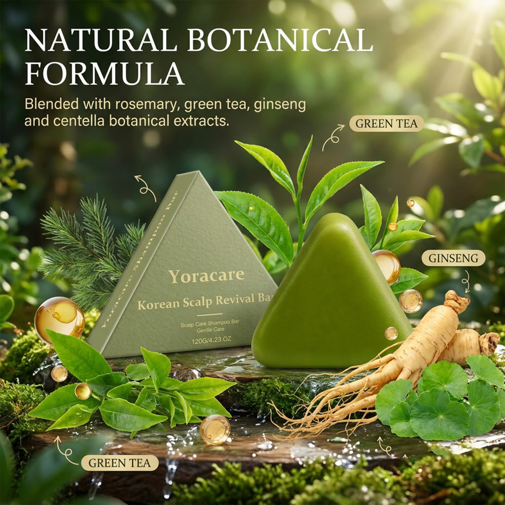 yoracare Korean Scalp Revival Bar, Rosemary Triangle Regrowth Shampoo Bar, Deep Hydrating Scalp,Strengthening & Thinning Hair, Gentle Hydrating Solid Shampoo