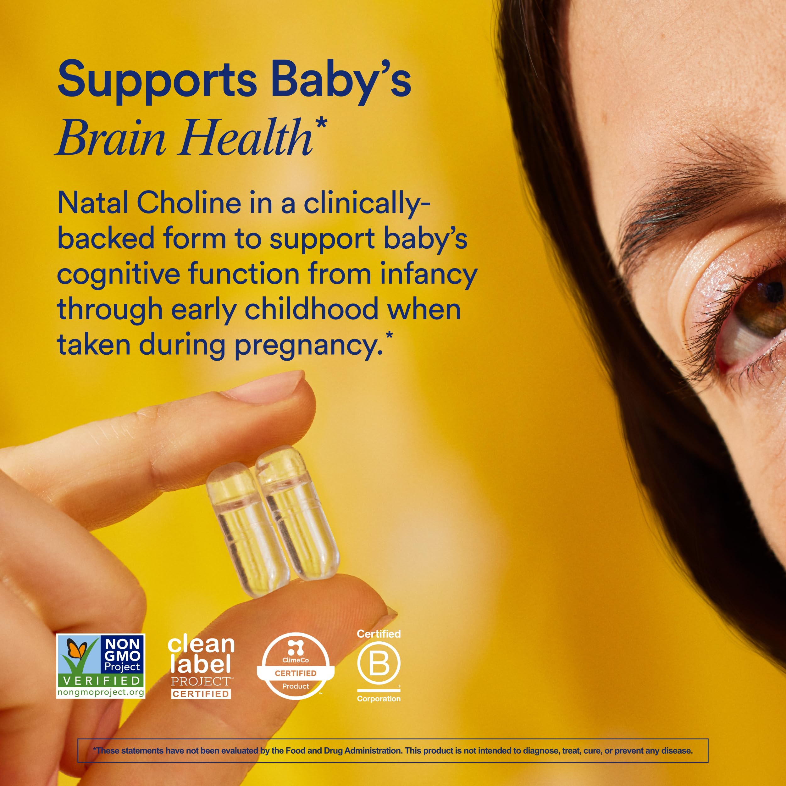 Ritual Natal Choline Supplement 550mg - 60 Capsules - 30 Servings | Support Baby’s Cognitive Function When Taken During Pregnancy and Postpartum Choline Content in Breastmilk* - Vegan - Citrus