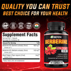 Berberine Capsules with Black Pepper Extract - 90 Capsules - 3 Month Supply