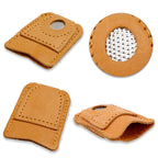 WILLBOND 4 Pcs Leather Thimble Finger Protector for Hand Sewing, 2 Sizes