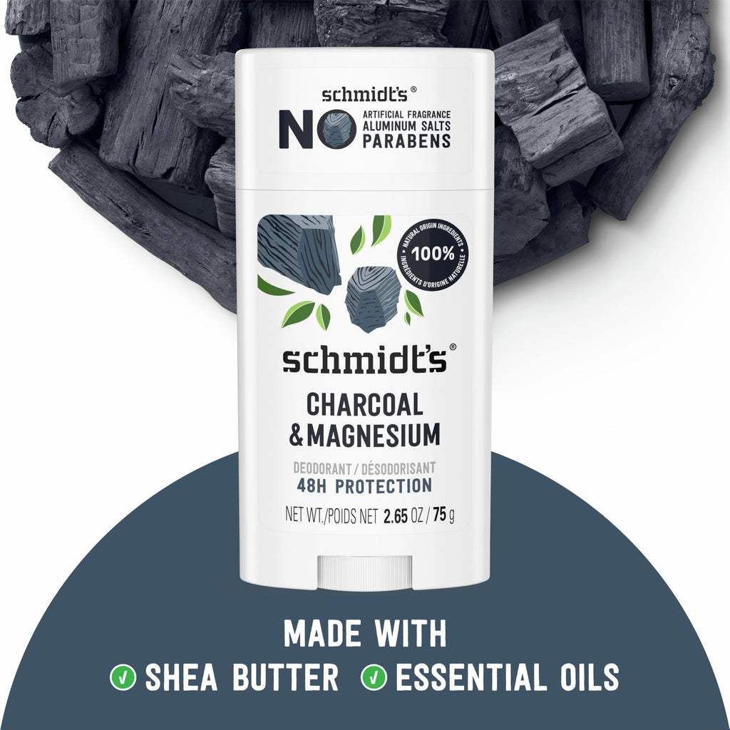 Schmidt's Aluminum-Free Vegan Deodorant Charcoal & Magnesium with 2.65 oz