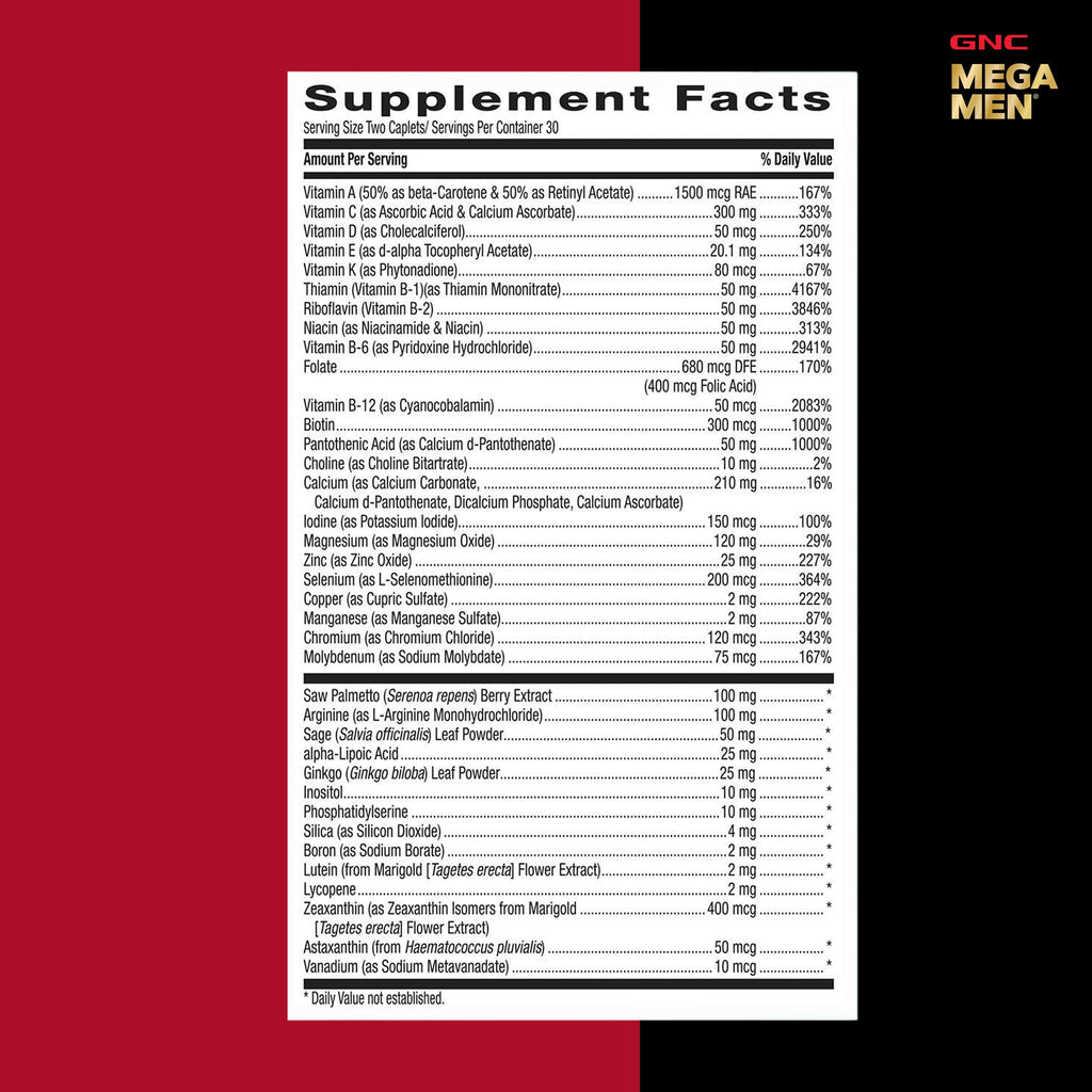 GNC Mega Men 50 Plus Multivitamin for Men | Antioxidants | Heart Health | Prostate and Circulatory Support | 120 Count | Clinically Studied Antioxidant Formula Supports Heart Health, Prostate Health, and Protection Against Free Radicals