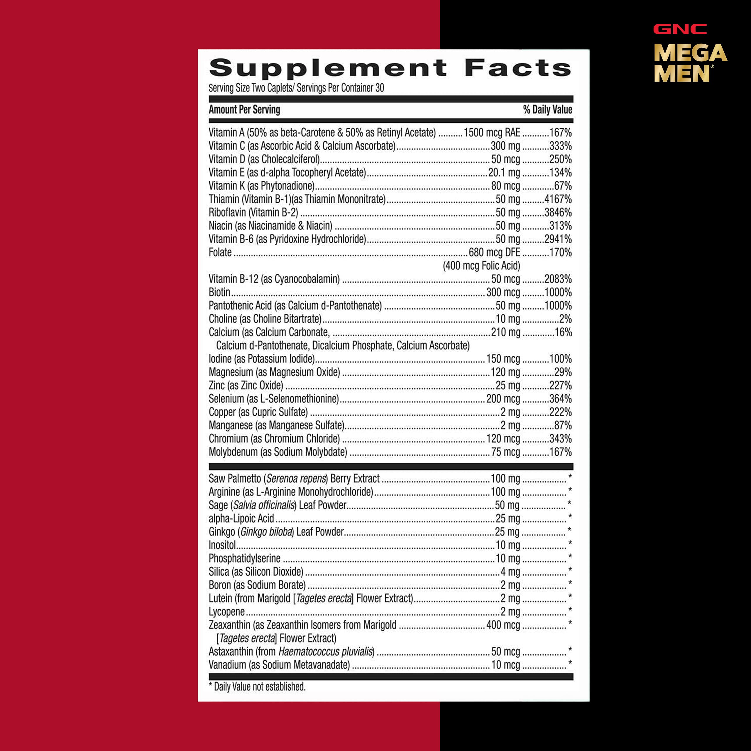 GNC Mega Men 50 Plus Multivitamin for Men | Antioxidants | Heart Health | Prostate and Circulatory Support | 120 Count | Clinically Studied Antioxidant Formula Supports Heart Health, Prostate Health, and Protection Against Free Radicals