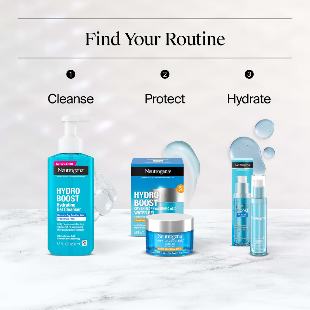 Neutrogena Hydro Boost City Shield Water Gel Face Moisturizer SPF 25 1.7 oz | Broad Spectrum SPF 25, Hydrating Gel Facial Sunscreen, With Hyaluronic Acid, Noncomedogenic