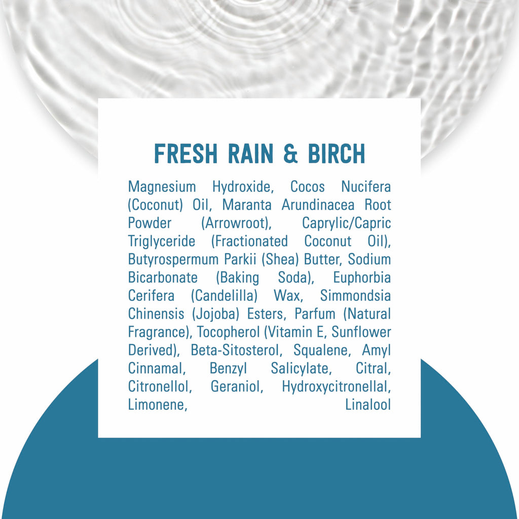 Schmidt's Aluminum-Free Vegan Deodorant Fresh Rain & Birch with 24 Hour Odor Protection, for Women and Men, Natural Ingredients, Cruelty-Free, 2.65 oz