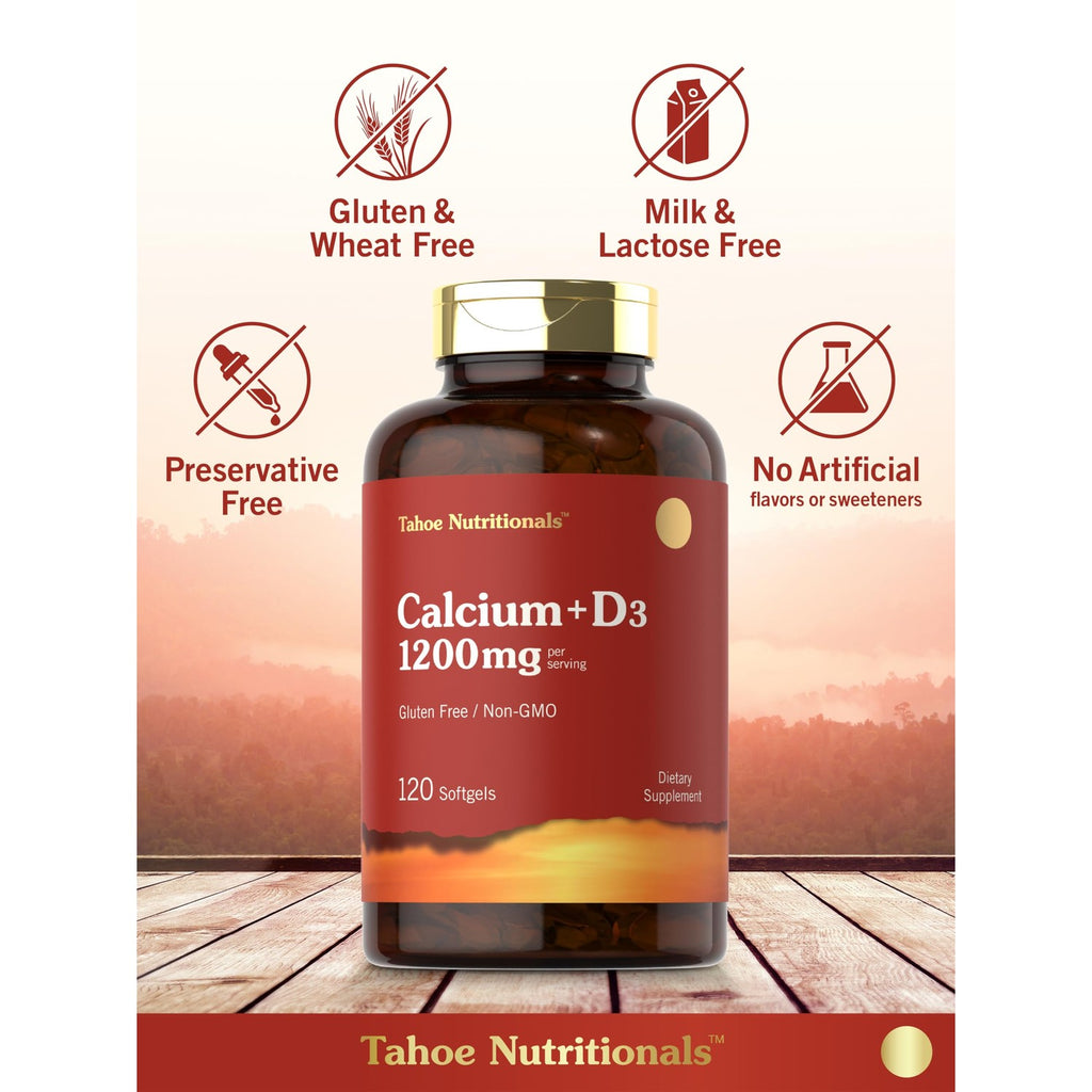 Carlyle Calcium 1200 mg with Vitamin D3 | 120 Softgels | Non-GMO & Gluten Free Supplement for Men and Women | Tahoe Nutritionals