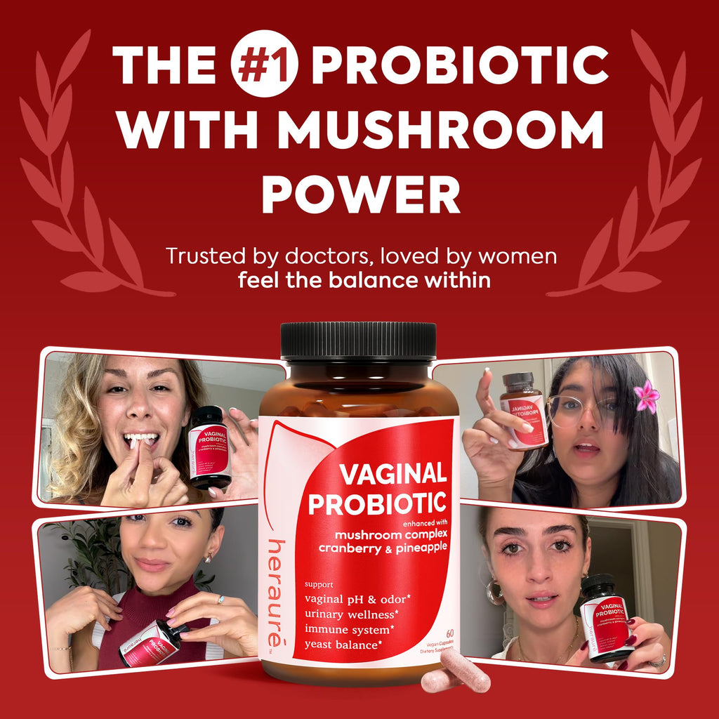HerAure Vaginal Probiotics for Women -PH Balance,Yeast Balance,60CT | Healthy Vaginal Odor, Vaginal Flora, Women Probiotics and Prebiotics,Immune Support - Prebiotics & Lactobacillus Probiotic