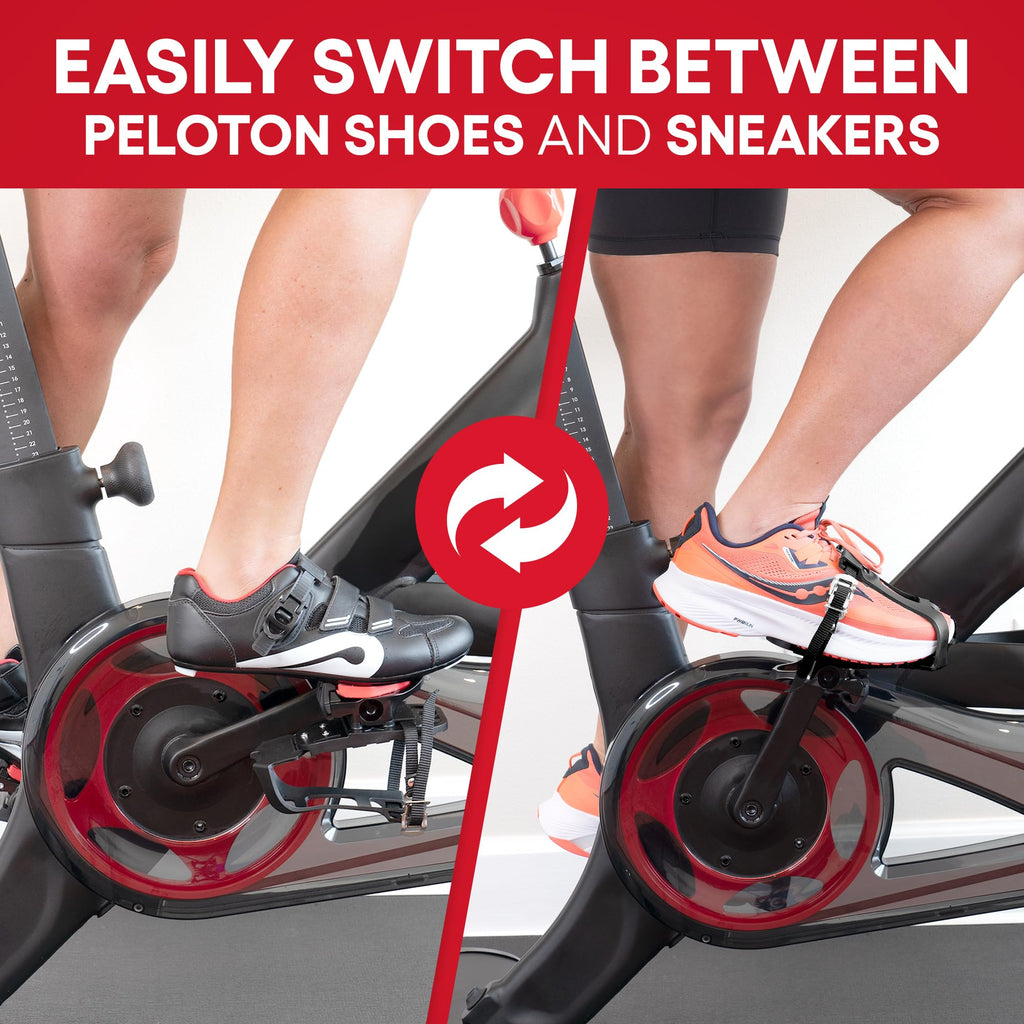 Ride Peloton in Sneakers - Dual Function Toe Cages for Peloton Bike & Bike+ - Converts Peloton Pedals - Pedals for Regular Shoes or Cycling Shoes - Fits All Peloton Bikes