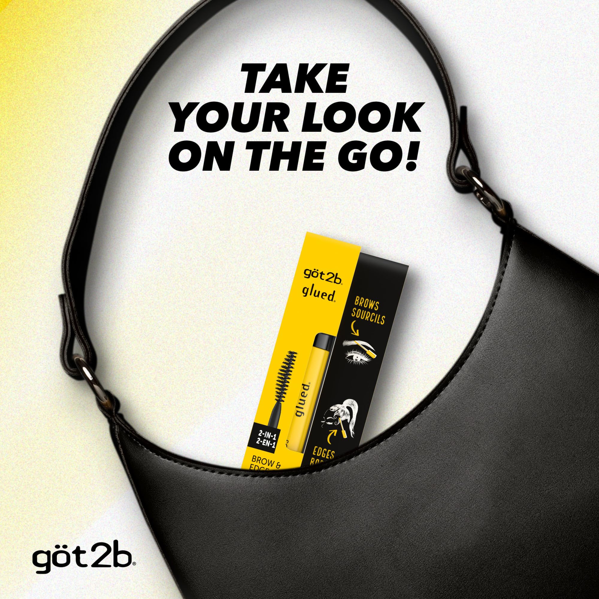 got2b Glued Brow Gel & Edge Control, Strong Hold, Clear, 0.54 Fl Oz | Tames brows and flyaways, Sweat-resistant with castor oil, Quick-dry formula, Vegan formula, Dual-sided brush