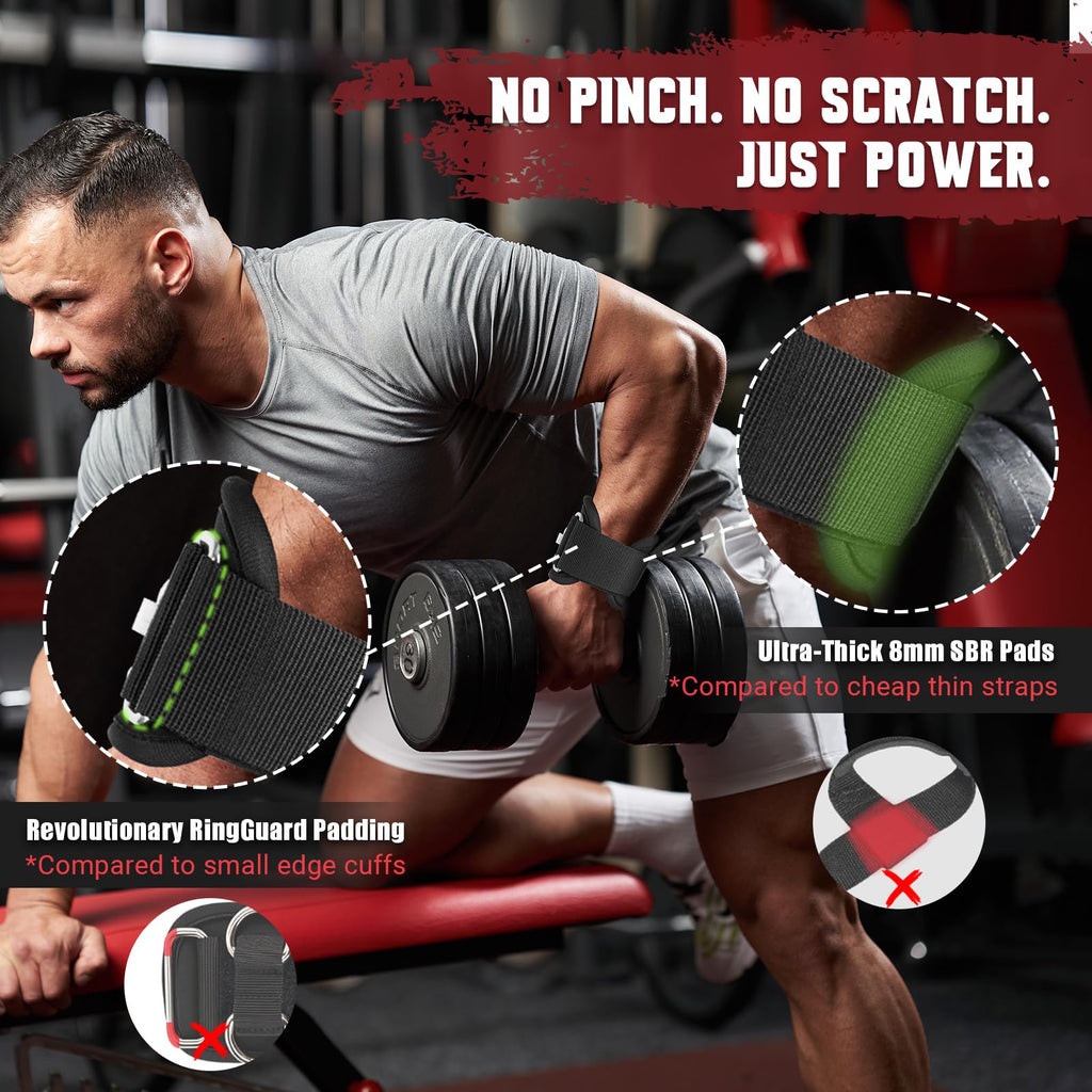 Weight Lifting Straps with Rings, 2 in 1 for Weightlifting & Cable Machine