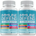 Liberty Lifestyle 8 in 1 Immune Supplement with Echinacea, Vitamin C and Zinc 50mg, Vitamin D 5000 IU, Turmeric Curcumin & Ginger, B6, Elderberry 180 Count (Pack of 3)