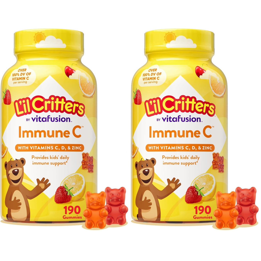 L'il Critters Kids Immune C | Vitamin C and Zinc Gummies | 190 Count | Assorted Fruit Flavors | Gluten and Dairy-Free Children's Gummy Supplement
