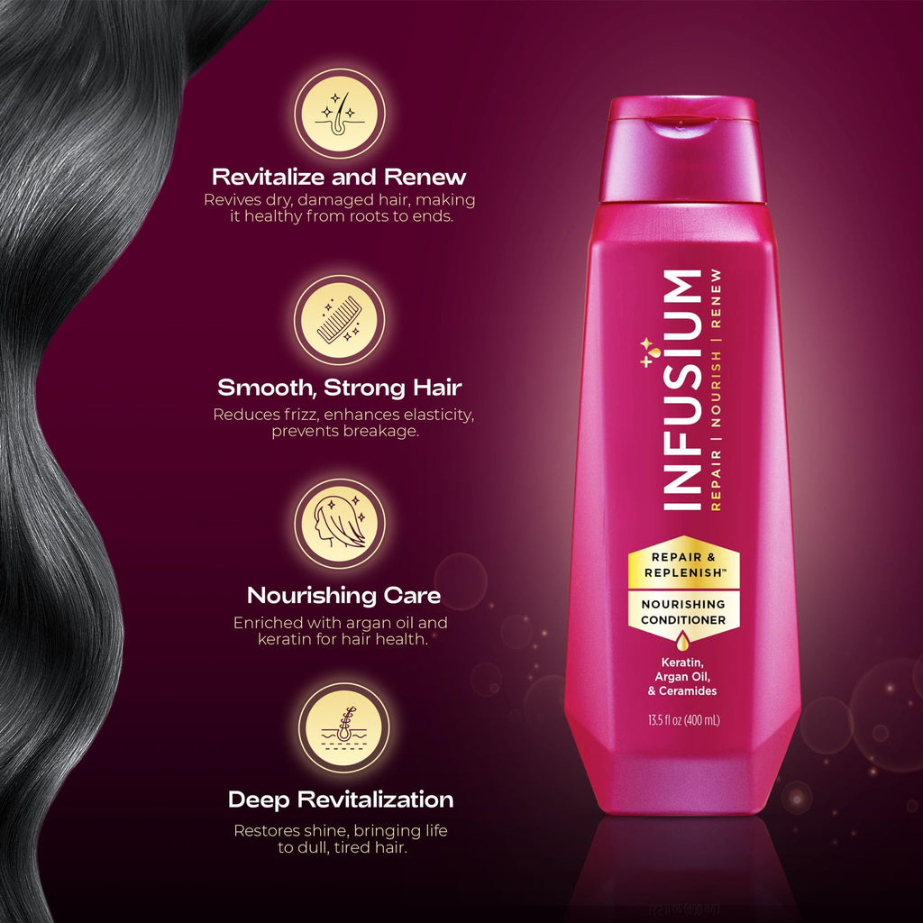 Buy now Infusium Repair and Volumize Conditioner - Hair Conditioner with Collagen and Hyaluronic Acid - Plumps Hair, Reduces Brittleness and Frizz - 13.5 oz at indiglob india