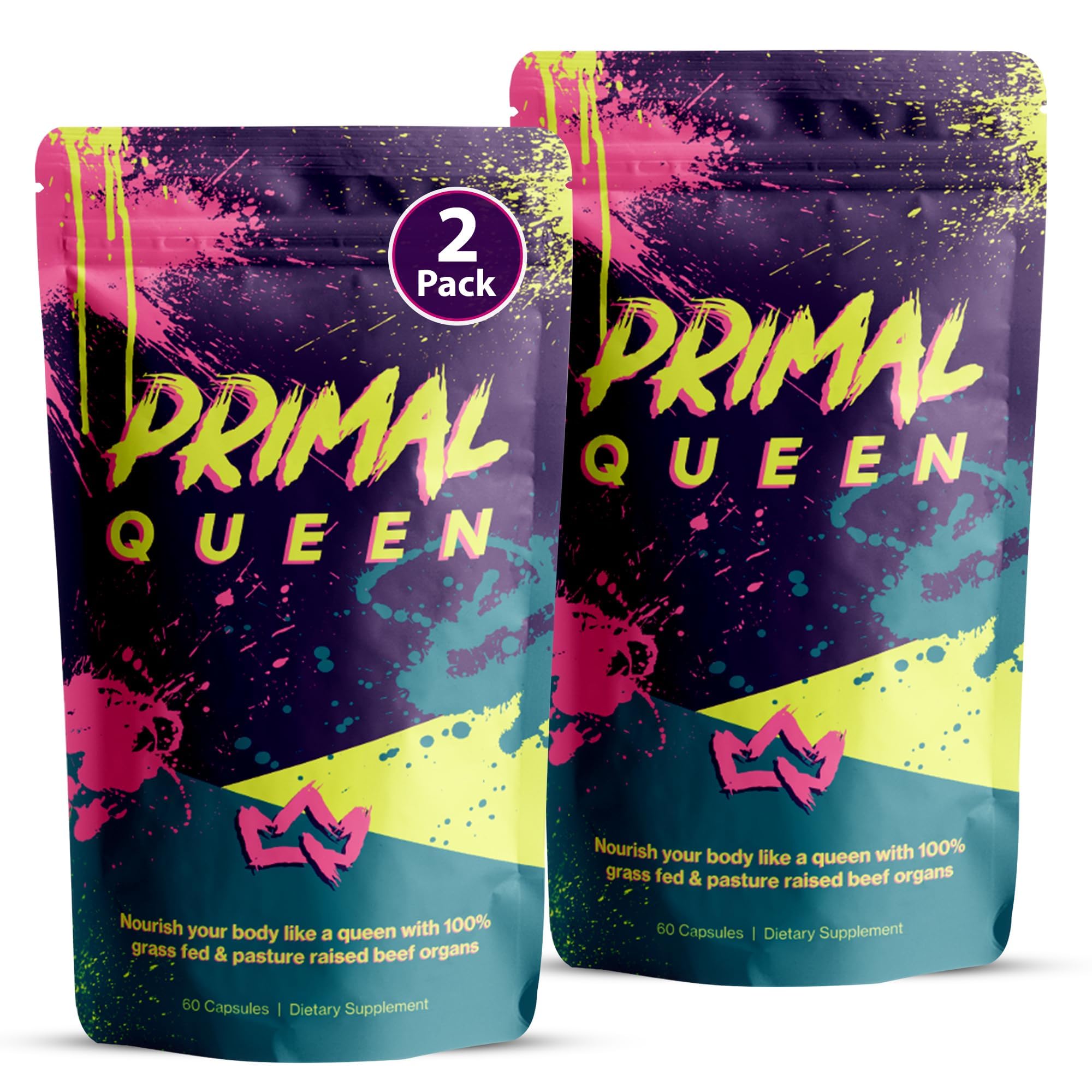 Primal Queen Beef Organ Superfood, Grass-Fed Liver Kidney Heart for Women | Female-Optimized Blend of 6 Pasture-Raised Organs for Hormone Balance, Energy and Vitality; 3rd-Party Tested
