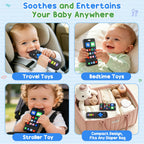 2 Pack Remote & Phone Teething Toys for 0-6 6-12 Months, BPA Free Silicone