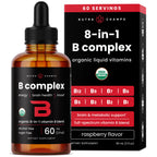 NutraChamps Organic Vitamin B Complex for Kids, B1, B2, B3, B6, B7, B9 & Methyl B12, Kids B Complex Liquid Drops Supplement, Energy, Focus, Metabolism, Natural Berry, 120 Servings, 4 Month Supply