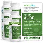 TrueAloe Organic Aloe Vera Capsules - Supports Digestive Balance, Joints and Stomach Comfort - Plant-Based Aloe Barbadensis Powder - Easy-to-Swallow Single Ingredient Formula - 720 Caps
