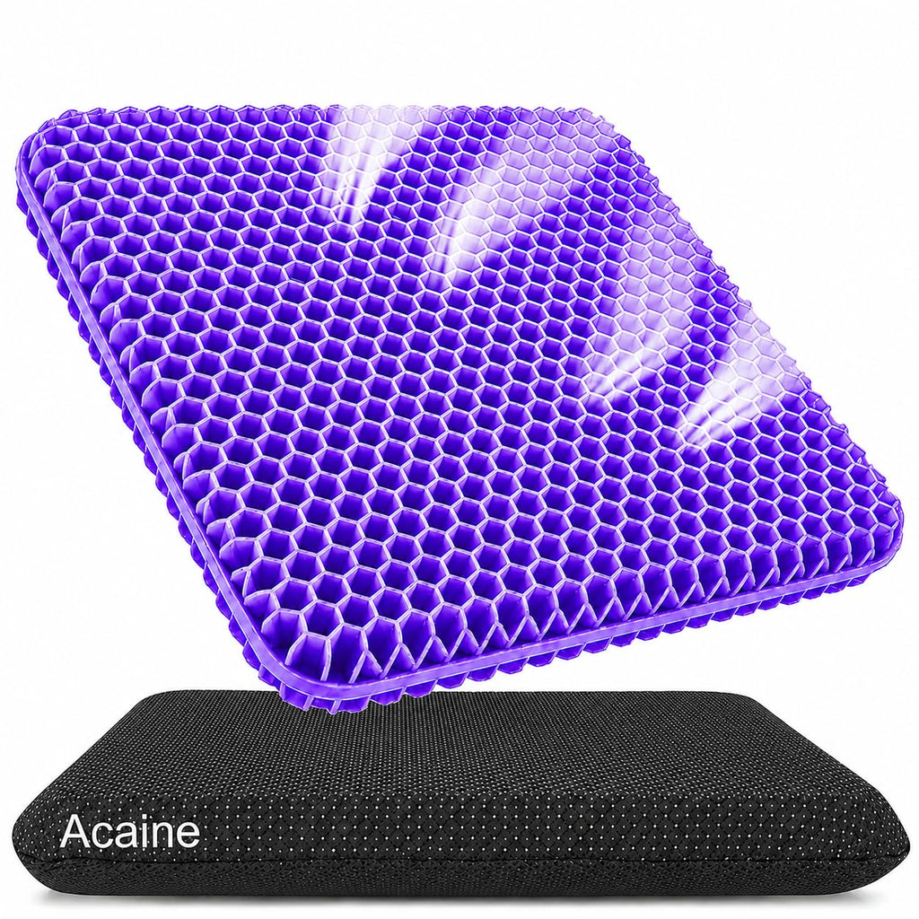 Extra Thick Large Pure Gel Seat Cushion for Long Sitting, Breathable Comfort Cushion for Back, Sciatica, Tailbone & Hip Pain Relief, Washable Portable Cushion for Office Chair, Car, Wheelchair
